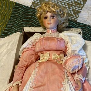 Kingstate prestige Porcelain Doll in Pink Dress- Chrissy